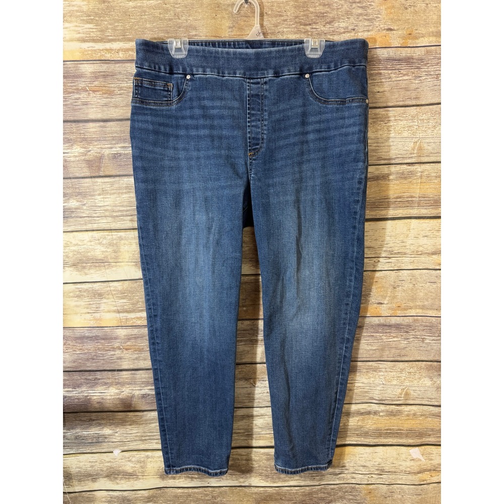 Chicos Pull On Jegging Ankle Jeans Womens Size 14 2.5 Blue Dark Wash Stretch - Picture 2 of 6
